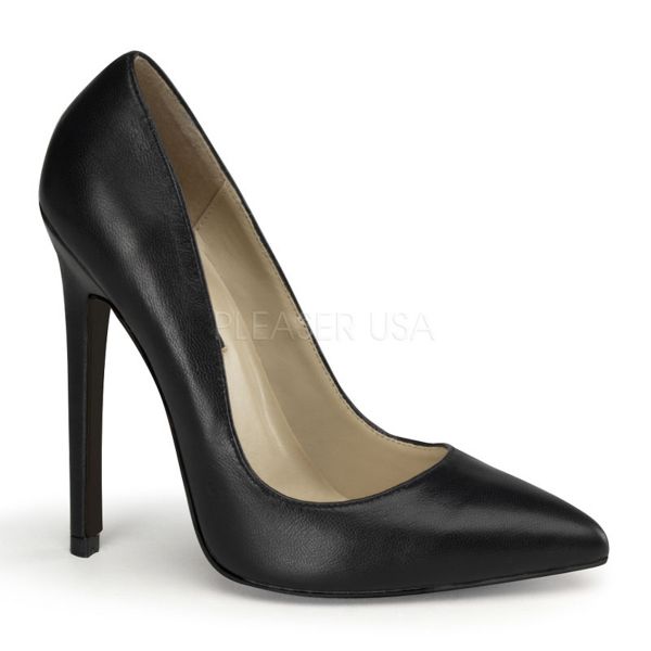 SEXY-20 Stiletto High-Heels in schwarz Leder